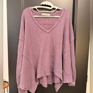 Waffle Knit V-Neck Tunic meduim
